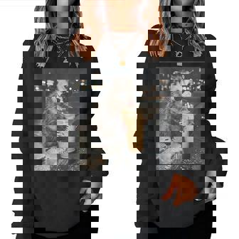 Opossum Drinking Iced Coffee Animal Meme Possum Humor Women Sweatshirt - Thegiftio