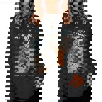 Opossum Drinking Iced Coffee Possum Meme Women Women Sweatshirt - Seseable