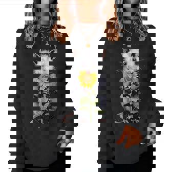 Opossum Sunflower Women Sweatshirt - Monsterry