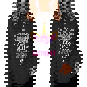 Papa De La Fille Qui Fêteon Anniversaire Licorne Père Père Sweat-shirt pour femme - Cadeauxyz