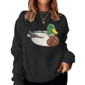 Patchwork Mallard Duck Country Cottage Aesthetic Women Sweatshirt - Thegiftio UK