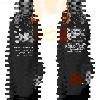 Peace Love Cure 白血病 意識啓発 男性 女性 子供 白血病 レディーススウェットシャツ - Kawaiitshirt