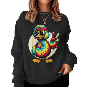 Peace Sign Tie Dye Duck Women Sweatshirt - Thegiftio UK