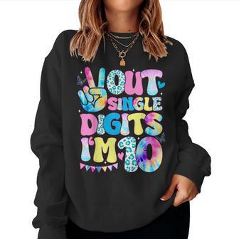 Peace Out Single Digits I'm 10 Year Old 10Th Birthday Groovy Women Sweatshirt - Thegiftio UK