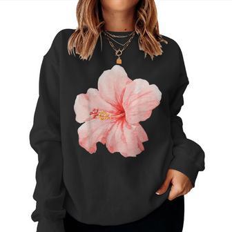 Pink Hibiscus Flower Cute Girly Summer Beach Women Sweatshirt - Thegiftio UK