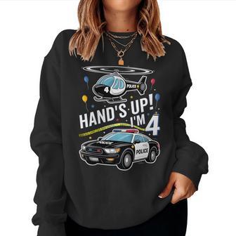 Police 4Th Birthday Boy Girl 4 Year Old Policeman Police Car Women Sweatshirt - Thegiftio UK