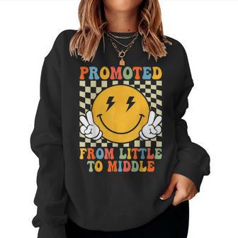 Promoted To Middle Brother Sister Toddler Baby Announcement Women Sweatshirt - Thegiftio UK