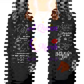 A Queen Was Born In March Birthday Afro Woman High Heels Women Sweatshirt | Seseable CA
