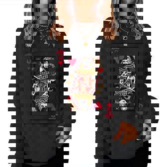 Queen Of Hearts Graphique Pour Avec Cartes À Jouer Et Roses Sweat-shirt pour femme - Cadeauxyz