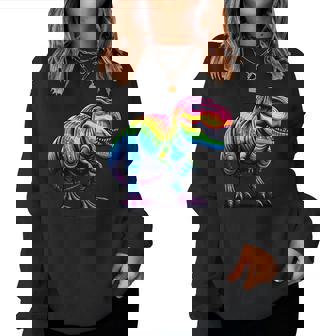 Rainbow T-Rex Dinosaur Lovers Tyrannosaurus Rex Rainbow Women Sweatshirt - Thegiftio