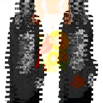 Red Cardinal Bird Sunflower Summer Floral Women Women Sweatshirt | Seseable CA