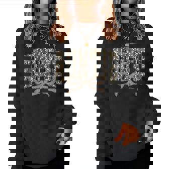 Retro Camo Auntie Coquette Bow Camouflage Auntie New Aunt Women Sweatshirt | Seseable FR