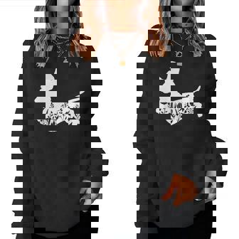 Retro Floral Dachshund Silhouette Doxie Dog Lover Woman Women Sweatshirt | Mazezy