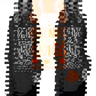 Retro Friendsgiving Squad 2025 Thanksgiving Pumpkin Floral Women Sweatshirt | Seseable CA