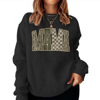 Retro Mama Camo Checkered Cute Mom Mama Vintage Women Women Sweatshirt | Seseable UK