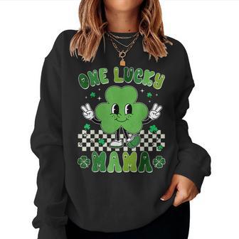 Retro One Lucky Mama St Patrick Day Mom Grandma Women Sweatshirt | Mazezy