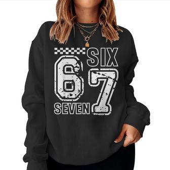 Retro Six Seven Numbers Clever Humor 6 7 Meme Womens Women Sweatshirt - Thegiftio UK