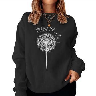 Retro Vintage Blow Me Dandelion Minimalist Graphic Women Sweatshirt - Thegiftio UK