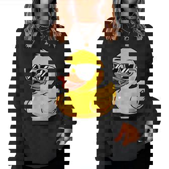 Rubber Duck With Sunglasses Women Sweatshirt - Monsterry