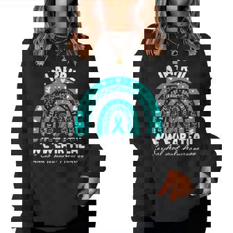 Sexual Assault Awareness Rainbow I Wear Teal Ribbon Support Women Sweatshirt - Thegiftio