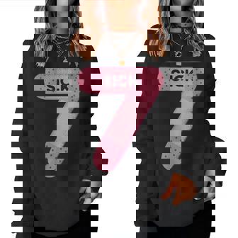 Sick Seven Meme Six Seven Sick 7 Birthday Bandage Women Sweatshirt | Seseable CA