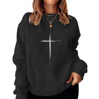 Simple Modern Minimal Vintage Christian Cross Women Sweatshirt - Thegiftio UK