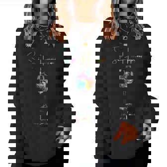 Sip Happens In Colors Graphic Of A Wine Glass Women Sweatshirt | Seseable CA