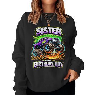 Sister Of The Birthday Boy Monster Truck Birthday Party Women Sweatshirt - Thegiftio UK