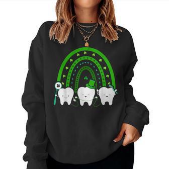 Smiling Th St Patrick's Day Rainbow Dentist Women Sweatshirt - Seseable