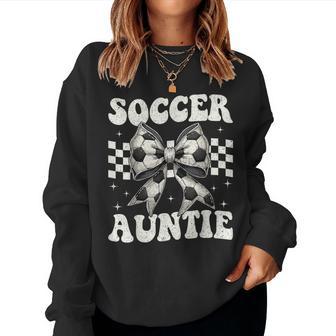 Soccer Auntie Coquette Bow Soccer Aunt Women Sweatshirt | Seseable UK