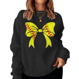 Softball Bow Softball Player For Women Mom Girl Women Sweatshirt - Thegiftio UK