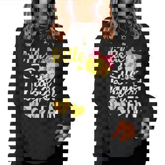 Softball Little Sister Biggest Fan Softball Sister Toddler Women Sweatshirt | Seseable FR