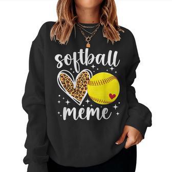 Softball Meme Heart Grandma Meme Of A Softball Player Women Sweatshirt - Thegiftio UK