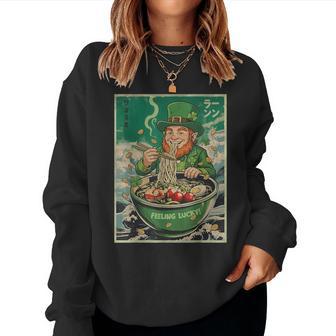 St Patrick Leprechaun Lucky Chinese Ramen Women Women Sweatshirt - Thegiftio
