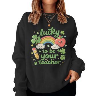 St Patrick's Day Teacher Lucky Teacher Retro St Patrick Women Sweatshirt - Thegiftio UK