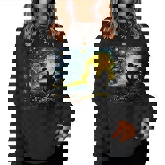 Starry Night Van Gogh Farmer Chicken Rooster Graphic Women Sweatshirt | Mazezy