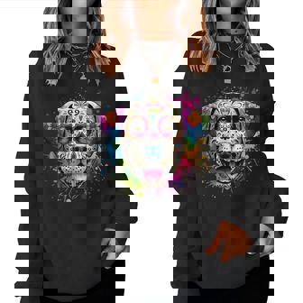 Sugar Skull Dog Dia De Los Muertos For Women Women Sweatshirt - Thegiftio