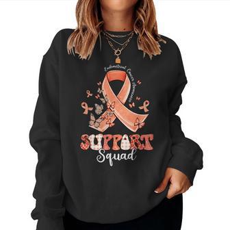 Support Squad Peach Ribbon Butterfly Endometrial Cancer Women Sweatshirt - Thegiftio UK