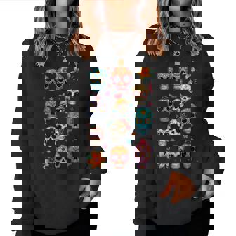 Tête De Mort Mexicaineugarkull Doodle Dia De Los Muertos Sweat-shirt pour femme - Cadeauxyz