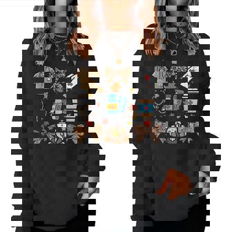 Thanksgiving Nurse Medical Tool Leopard Fall Scrub Top Women Women Sweatshirt - Seseable