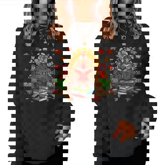 Turkey Reading Books Teacher Fall Thanksgiving Book Lovers Women Sweatshirt - Thegiftio