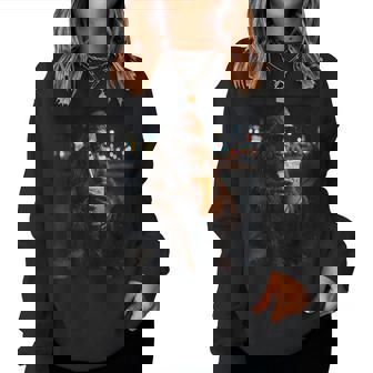 Urban Bigfoot Drinking Iced Coffee Sasquatch Animal Women Sweatshirt - Thegiftio