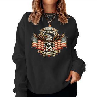 Usa 250 Us Highway 66 Mother Road Anniversary Eagle Tattoo Women Sweatshirt - Monsterry