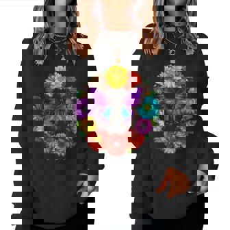 Vibrant Butterfly Wings Botanical Flower Circle Summer Women Sweatshirt - Thegiftio