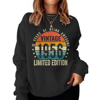 Vintage 1956 70Th Birthday 70 Years Old Women Sweatshirt - Thegiftio UK