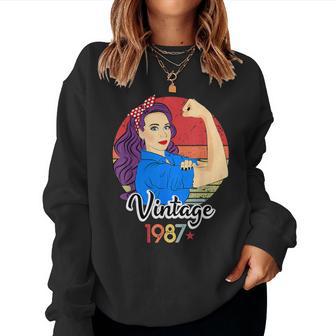 Vintage 1987Eñoras 37 Cumpleaños Retro 37Th Birthday Sudadera Mujer - Regaloses