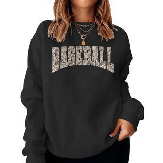 Vintage Camo Game Day Baseball Season Team Sports Mom Women Sweatshirt | Mazezy