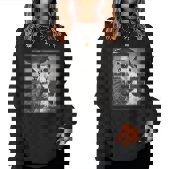 Vintage English Bull Terrier Ufo Alien Selfie Dog Mom Dad Women Sweatshirt - Monsterry