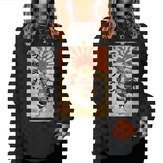 Vintage Japanese Samurai Capybara Rooster Chicken Anime Women Sweatshirt - Thegiftio