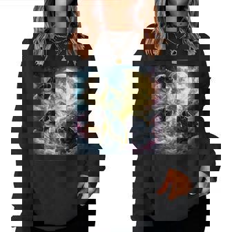 Vintage Pug Youth Life Dad Mom Retro Dog Howling Moon Women Sweatshirt - Thegiftio